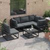vidaXL Gartensofa-set mit Kissen 6 pcs Schwarz Aluminium
