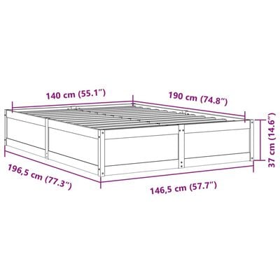 vidaXL Massivholzbett ohne Matratze 140x190 cm Kiefernholz