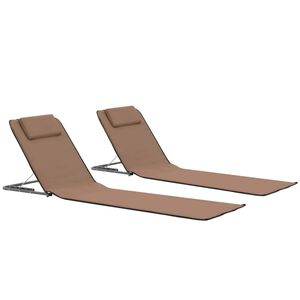 vidaXL Klappbare Strandmatte 2 Stk. Stahl und Stoff Braun