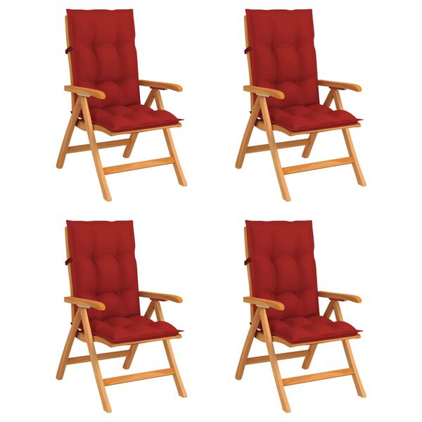 vidaXL Verstellbare Gartenst&uuml;hle mit Auflagen 4 Stk. Massivholz Teak