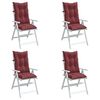 vidaXL Hochlehner-Auflagen 4 Stk. Melange Weinrot 120x50x7 cm Stoff