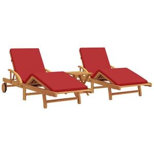 vidaXL Sonnenliege 3 pcs Rot 200 x 67 x 84 cm Massivholz Akazie
