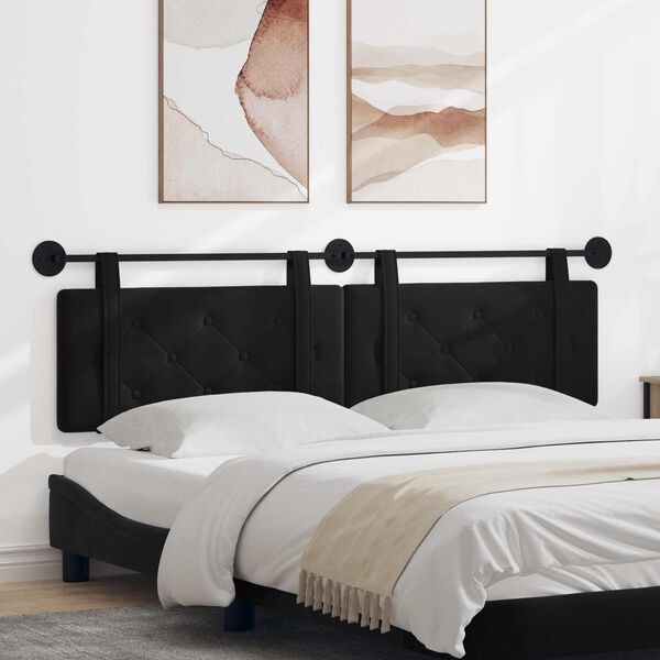 vidaXL H&auml;ngevorderseite Wandmontiert Schwarz 170 x 55 x 5 cm Samt