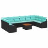 vidaXL Gartensofa-set 11 Stk. Schwarz Poly-Rattan