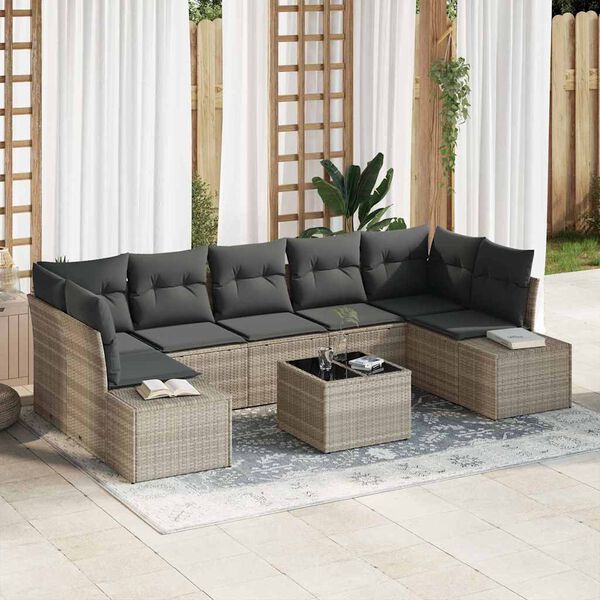 vidaXL Gartensofa-set 8 pcs Hellgrau und Dunkelgrau Poly-Rattan