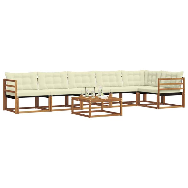 vidaXL Outdoor-Sofagarnitur mit Kissen 7 pcs Natur und Creme
