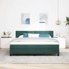 vidaXL LED Boxspringbett mit Matratze Dunkelgr&uuml;n 180 x 200 cm Samt