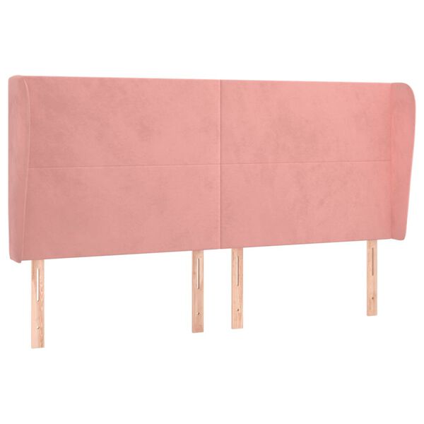 vidaXL Kopfteil mit Ohren Rosa 183x23x118/128 cm Samt