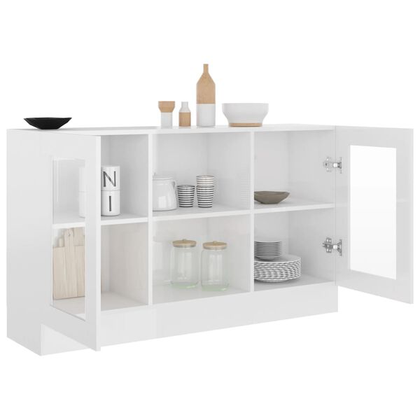vidaXL Vitrinenschrank Hochglanz-Wei&szlig; 120x30,5x70 cm Holzwerkstoff