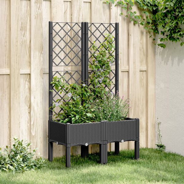 vidaXL Pflanzk&uuml;bel mit Rankgitter Schwarz 80x40x142 cm PP
