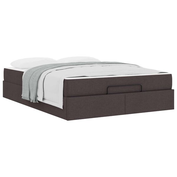 vidaXL Bettgestell mit Matratze mit Matratze 2 pcs Hellbraun Stoff
