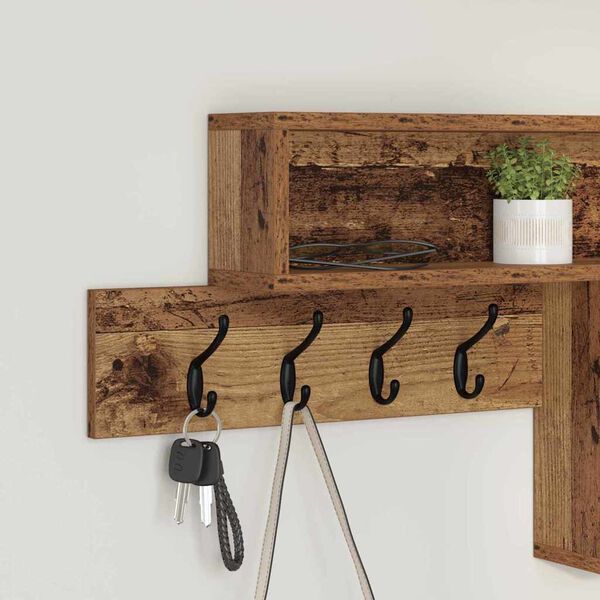 vidaXL Wandmontierter nachttisch mit Regal Altholz 100 x 12 x 43,5 cm