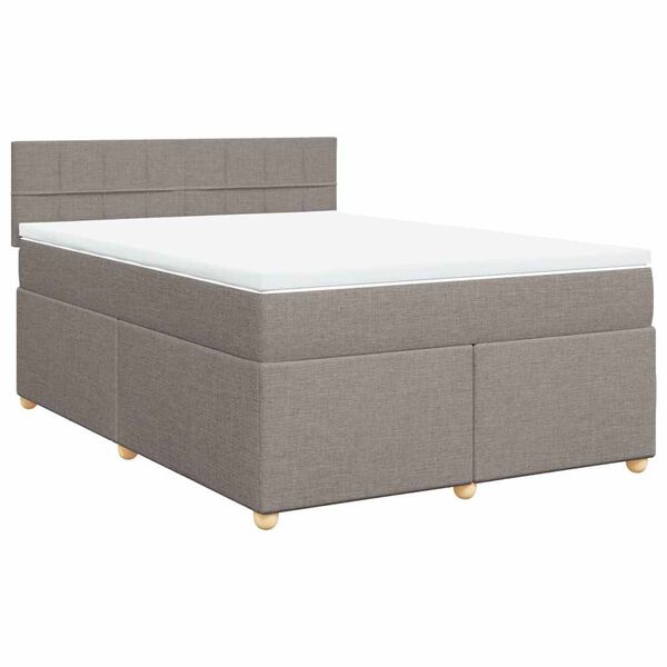 vidaXL Boxspringbett mit Matratze Taupe 140x190 cm Stoff