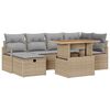 vidaXL Gartensofa-set mit Kissen mit Speicher 7 pcs Beige Poly-Rattan