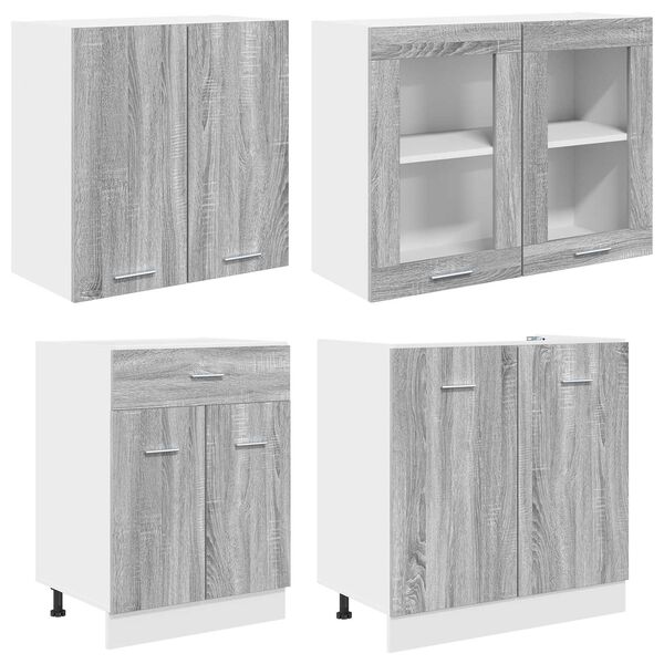vidaXL K&uuml;chenschrank-Set Lyon 4 pcs Grau Sonoma 140 x 46 x 81.5 cm