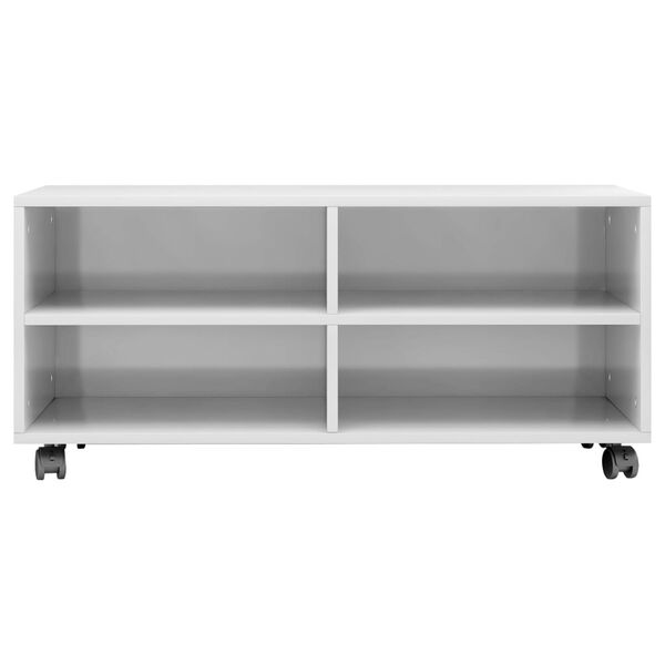 vidaXL TV-Schrank mit Rollen Hochglanz-Weiß 90x35x35 cm Holzwerkstoff