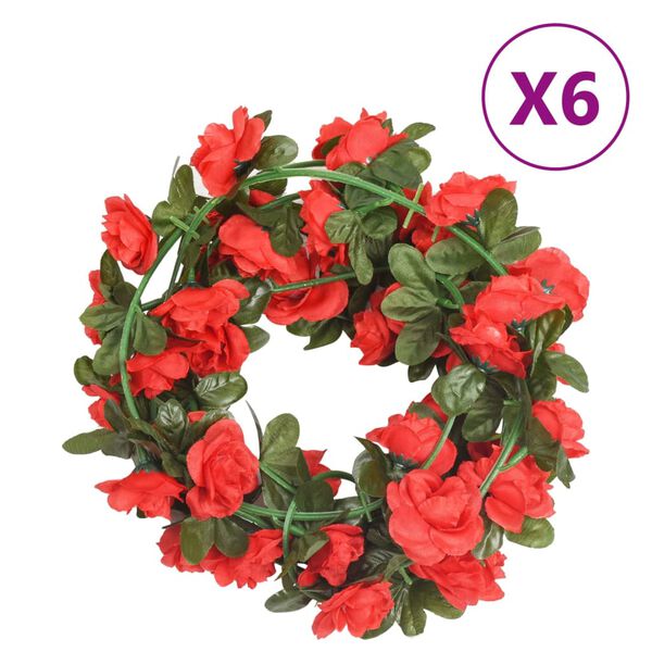 vidaXL Blumengirlanden Blumen 6 Stk. Rot 240 cm
