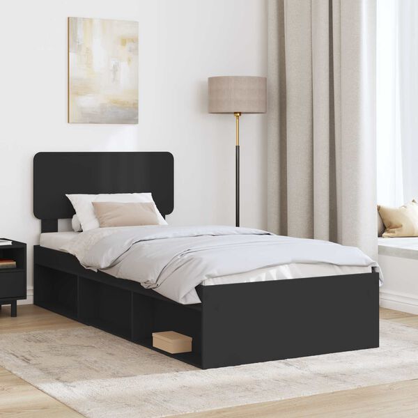 vidaXL Bettrahmen Schwarz 100 x 200 cm Massives Kiefernholz