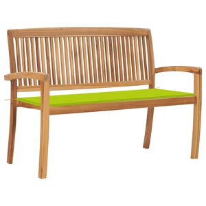 vidaXL Stapelbare Gartenbank mit Auflage 128,5 cm Massivholz Teak