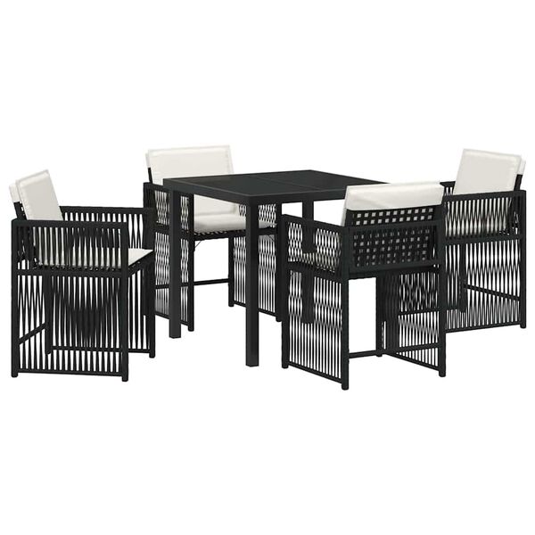 vidaXL Garten Essgruppe 5 pcs Schwarz Poly-Rattan