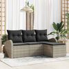 vidaXL Sofa Set mit Kissen mit Speicher 4 pcs Hellgrau Poly-Rattan