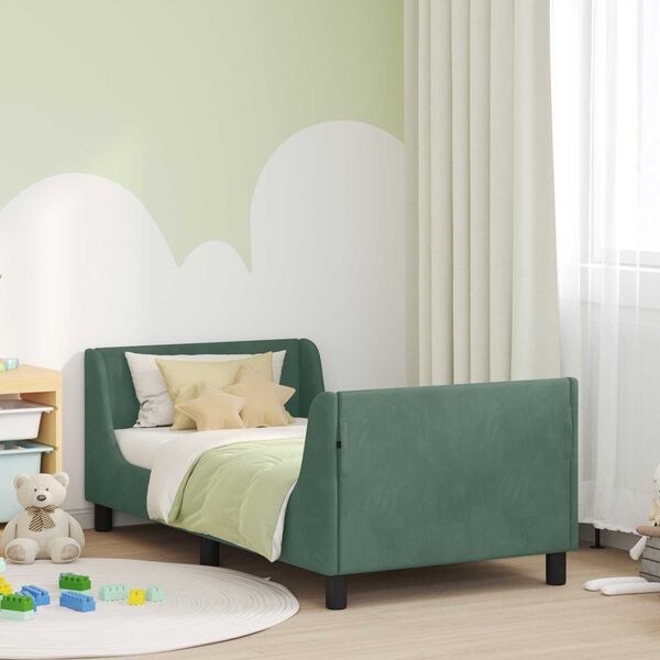 vidaXL Kinderbettgestell mit Kopfteil Meergr&uuml;n 80 x 160 cm Samt
