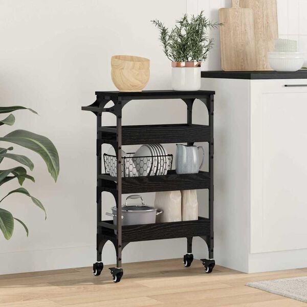 vidaXL K&uuml;chentrolley Schwarz Eichen-Optik 53 x 20 x 76 cm