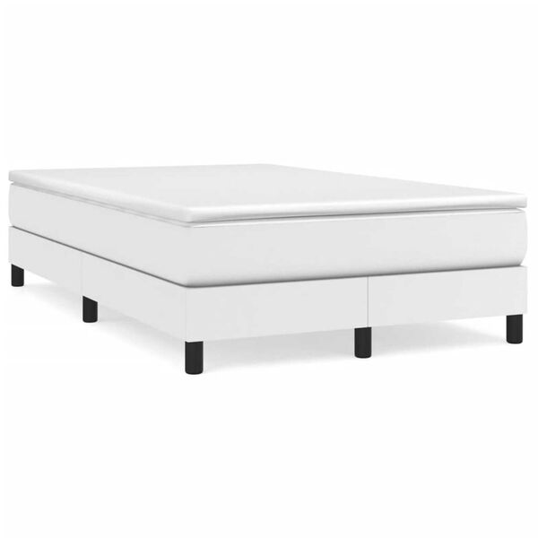 vidaXL Boxspringbett mit Matratze Wei&szlig; 120x190 cm Kunstleder