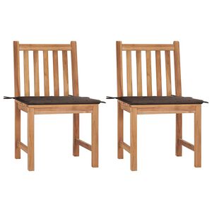 vidaXL Gartenst&uuml;hle 2 Stk. mit Kissen Massivholz Teak