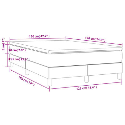 vidaXL Boxspringbett mit Matratze Hellgrau 120x190 cm Stoff