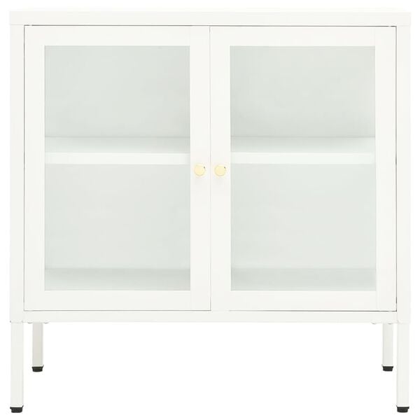 vidaXL Sideboard Wei&szlig; 70x35x70 cm Stahl und Glas