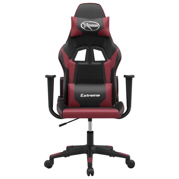 vidaXL Gaming-Stuhl mit Massagefunktion Schwarz und Weinrot Kunstleder