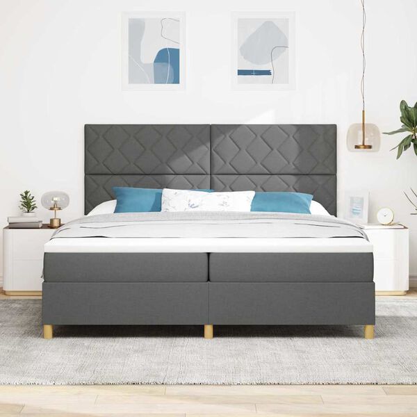 vidaXL LED Boxspringbett mit Matratze Dunkelgrau 200 x 200 cm Stoff