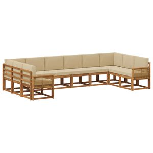 vidaXL Outdoor-Sofagarnitur 10 Stk. Natur und Beige Massivholz Akazie