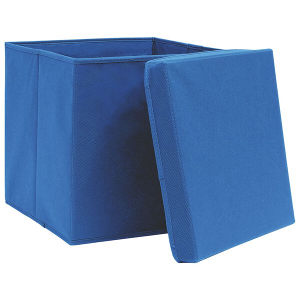 vidaXL Aufbewahrungsboxen mit Deckeln 4 Stk. Blau 32x32x32 cm Stoff