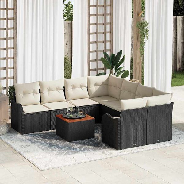vidaXL Garten-Sofa-Set 9 pcs Schwarz und Weiß