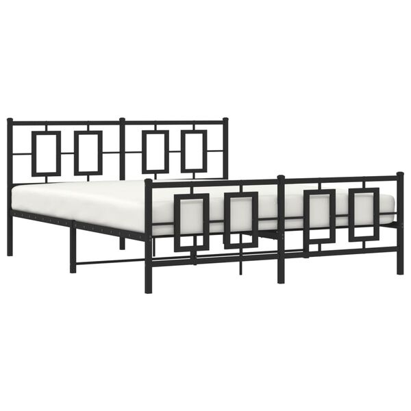 vidaXL Metallbett ohne Matratze mit Fu&szlig;teil Schwarz 160x200 cm