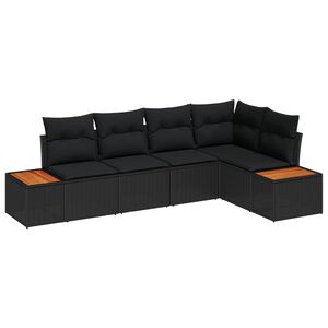 vidaXL Garten-Sofa-Set 5 stk. 5-Sitzanzahl Schwarz Poly Rattan