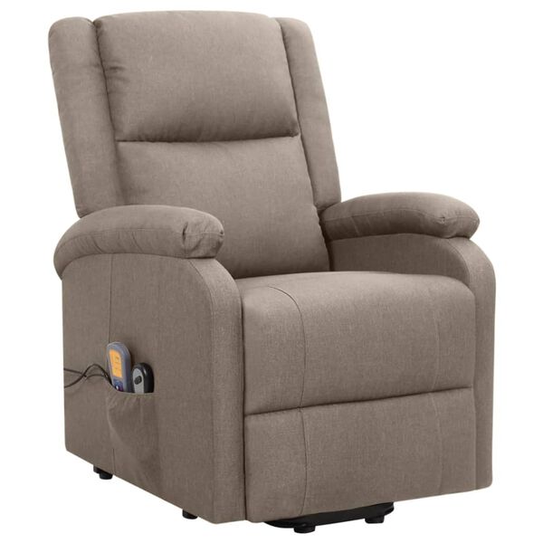 vidaXL Massagesessel mit Aufstehhilfe Taupe Stoff