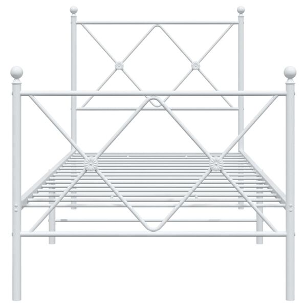 vidaXL Bettgestell mit Kopf- und Fu&szlig;teil Metall Wei&szlig; 75x190 cm
