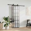 vidaXL Schiebet&uuml;r mit Beschlag Schwarz 76x205 cm ESG-Glas