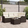 vidaXL Garten-Sofa-Set mit Kissen mit Speicher 5 pcs Grau Poly Rattan