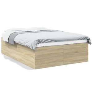 vidaXL Bettgestell Sonoma-Eiche 120x200 cm Holzwerkstoff