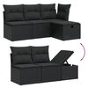 vidaXL 5-tlg. Garten-Sofagarnitur mit Kissen Schwarz Poly Rattan