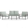vidaXL 4-tlg. Garten-Lounge-Set mit Kissen Anthrazit Stahl