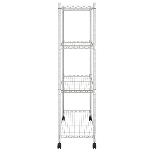vidaXL Lagerregal mit 4 B&ouml;den und Rollen 90x35x142 cm Chrome 200 kg