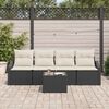 vidaXL Sofa Set mit Kissen 5 pcs Schwarz und Creme Poly-Rattan