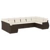 vidaXL 10-tlg. Garten-Sofagarnitur mit Kissen Braun Poly Rattan