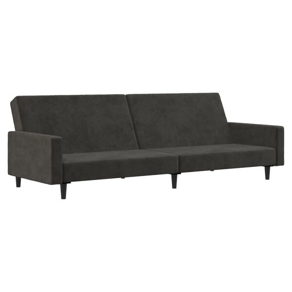 vidaXL Schlafsofa 2-Sitzer mit Fu&szlig;hocker Dunkelgrau Samt