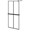 vidaXL Duschwand mit Ablage f&uuml;r Walk-In-Dusche Schwarz 90x195 cm ESG